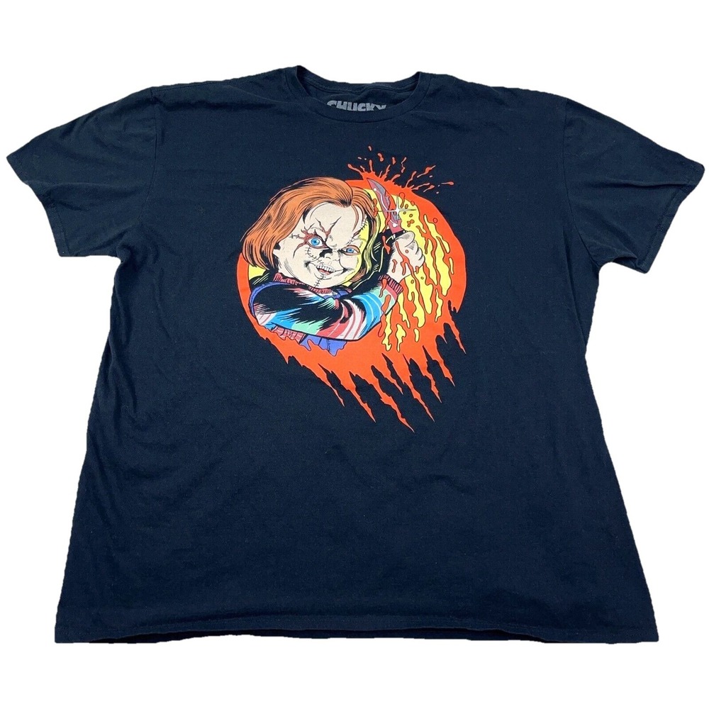 Child's Play Chucky Shirt Men 2X Black Tee Horror Scary Movie Retro Goth Punk *